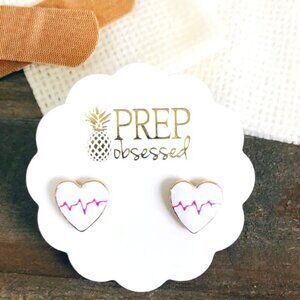 NWT Prep Obsessed Heart Beat Signature Enamel Studs